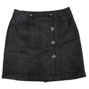 Ann Taylor Loft Grey Button-Down  Wool Skirt